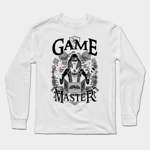 Female Game Master - Black Long Sleeve T-Shirt by Milmino